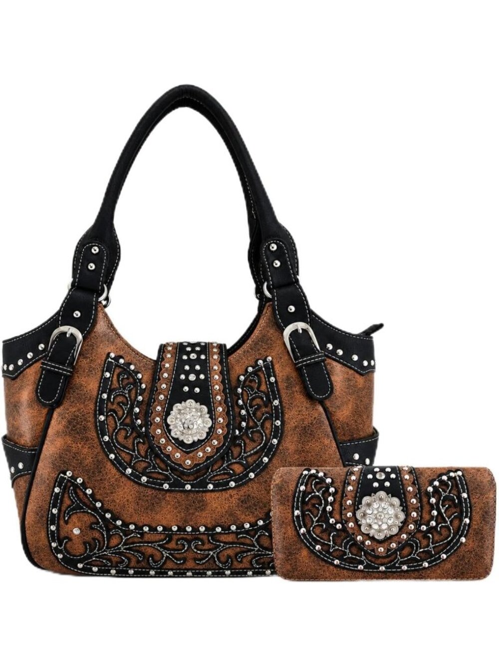 Trendy Studded Western Purse & Wallet Set for Women - Chic Handbag Accessory